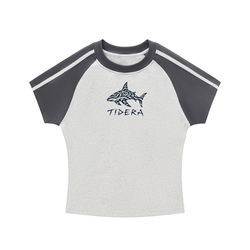 Contrast Stripes Bodycon Raglan  Sleeve T-Shirt